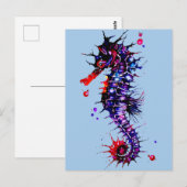Carte Postale Seahorse Colorful Watercolor (Devant / Derrière)
