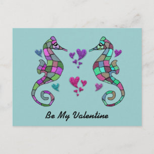 Carte postale Seahorse Rainbow Valentines