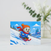 Carte Postale Seal Sledding Down a Snowy Mountain Hill (Debout devant)