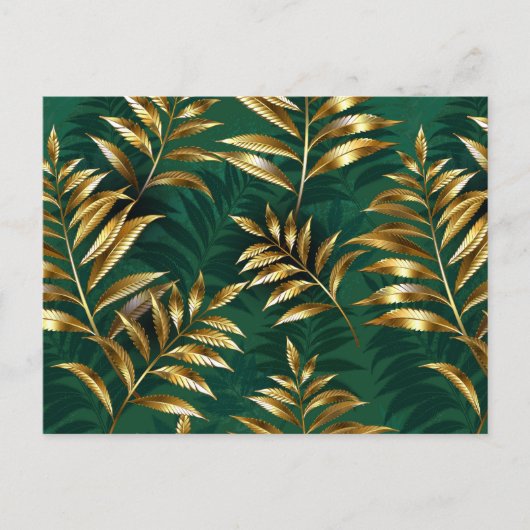 Carte Postale Seamless pattern with golden ferns (Devant)