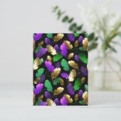 Carte Postale Seamless Pattern with Mardi Gras feathers (Debout devant)