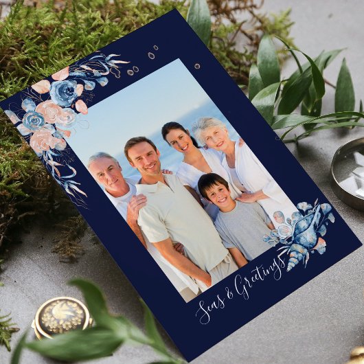 Carte Postale Seas & salutations Noël Nautique Chic Photo