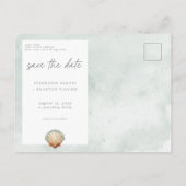 Carte Postale Seashell Watercolor Minimal Beach Photo Save Date (Dos)