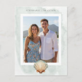 Carte Postale Seashell Watercolor Minimal Beach Photo Save Date (Devant)