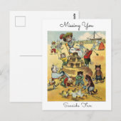 Carte Postale Seaside Fun Victorian Cat Mischief Missing You (Devant / Derrière)
