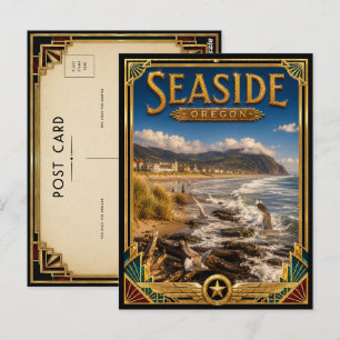Carte Postale Seaside Oregon Art Déco Vintage Âge d'Or