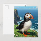 Carte Postale Seaside Puffin Illustration | Keeping in Touch (Devant / Derrière)