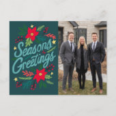 Carte Postale SEASONS GREETINGS Business Christmas CUSTOM PHOTO (Devant)
