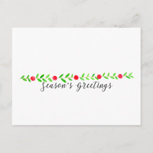 Carte Postale Season's Greetings , watercolor Christmas banner