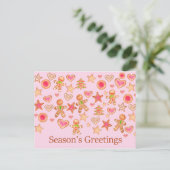 Carte Postale Season's Greetings watercolor gingerbread cookies (Debout devant)