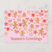 Carte Postale Season's Greetings watercolor gingerbread cookies (Devant)