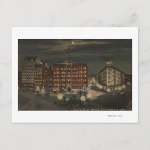 Carte Postale Seattle, Carré WAPioneer à la nuit