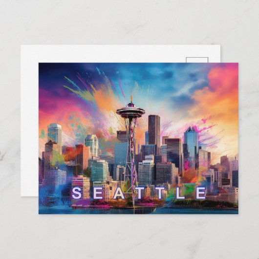 Carte postale Seattle - Icone Skyline (Devant / Derrière)