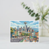 Carte Postale Seattle & la Needle de l'Espace Washington (Debout devant)