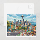 Carte Postale Seattle & la Needle de l'Espace Washington (Devant / Derrière)