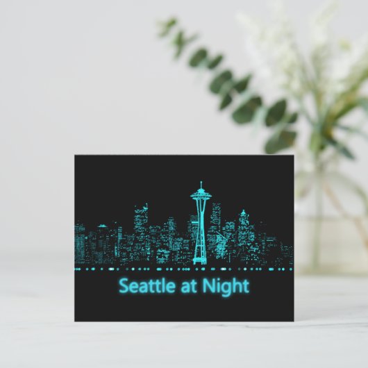 Carte Postale Seattle la nuit (Debout devant)