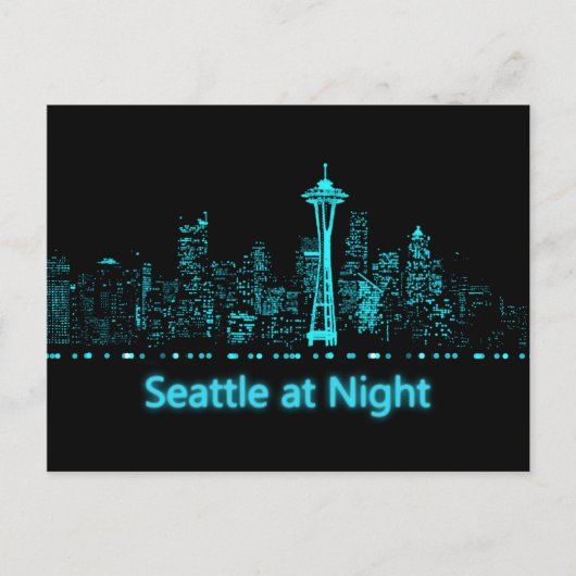 Carte Postale Seattle la nuit (Devant)