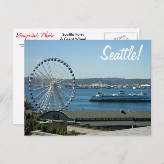 Carte Postale Seattle Roue et Ferry (Devant / Derrière)