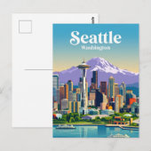 Carte Postale Seattle Skyline États-Unis (Devant / Derrière)