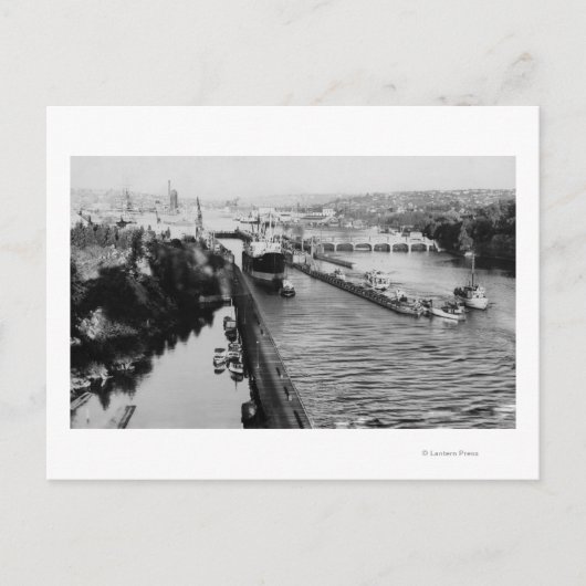 Carte Postale Seattle, Verrouillages de WABallard Canal de navir (Devant)