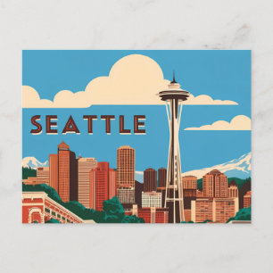 Carte Postale Seattle vintage : Un hommage rétro au Emerald Ci