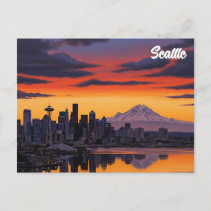 Carte Postale Seattle Washington Mt Rainier Sunset