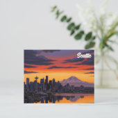 Carte Postale Seattle Washington Mt Rainier Sunset (Debout devant)