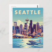 Carte Postale Seattle Washington Retro (Devant / Derrière)
