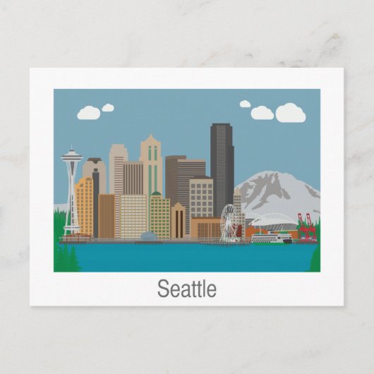 Carte postale Seattle, Washington Skyline (Devant)