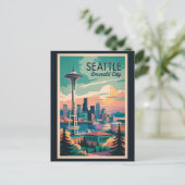 Carte Postale Seattle Washington Skyline Travel Art Vintage (Debout devant)