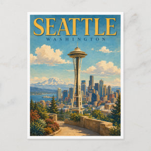 Carte Postale Seattle Washington Vue de la ville GeoSaga