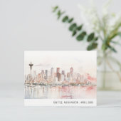 Carte Postale Seattle, Washington Watercolor Landscape Wedding (Debout devant)
