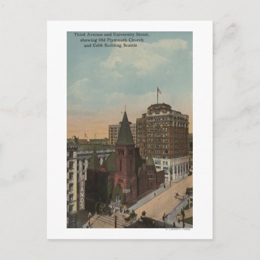 Carte Postale Seattle, WAThird Avenue et rues universitaires (Devant)