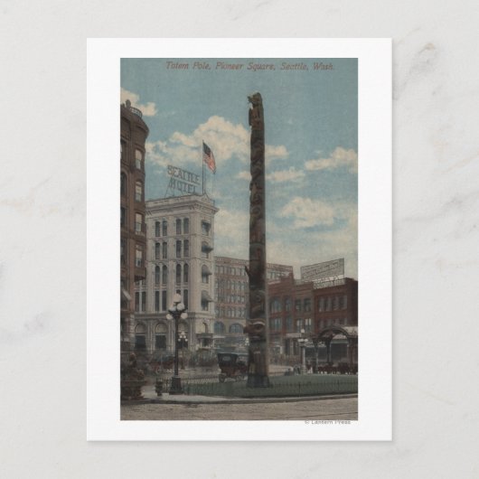 Carte Postale Seattle, WATotem Pole à Pioneer Carré (Devant)