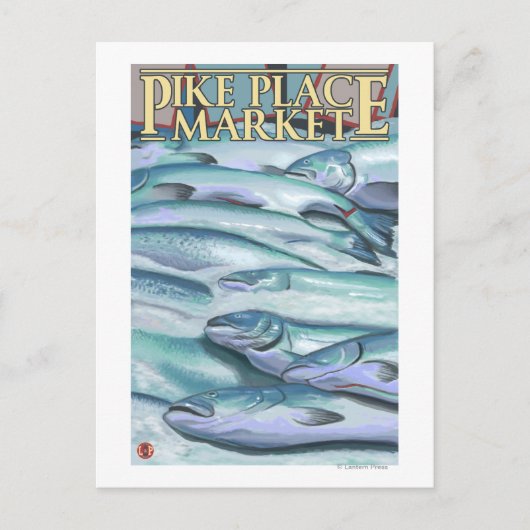 Carte Postale SeattleFish sur la glace au marché Pike Place (Devant)