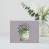 Carte Postale Seau vert blanc Fleurs de lavande (Debout devant)
