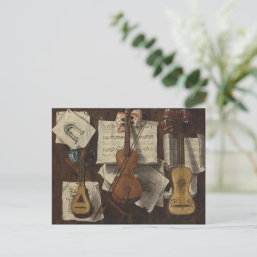 Carte Postale Sebastiano Lazzari Trompe - Violin and Music Notes (Debout devant)
