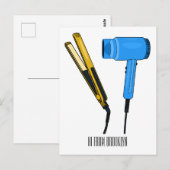 Carte Postale Sèche-cheveux & lisseuse-cheveux illustration (Devant / Derrière)