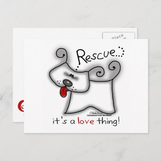 Carte Postale Secourir Chien ... C'est une chose d'amour (Devant / Derrière)