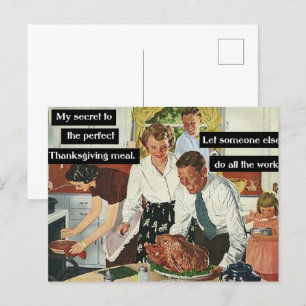 Carte Postale Secret au dîner Thanksgiving Parfait Vintage