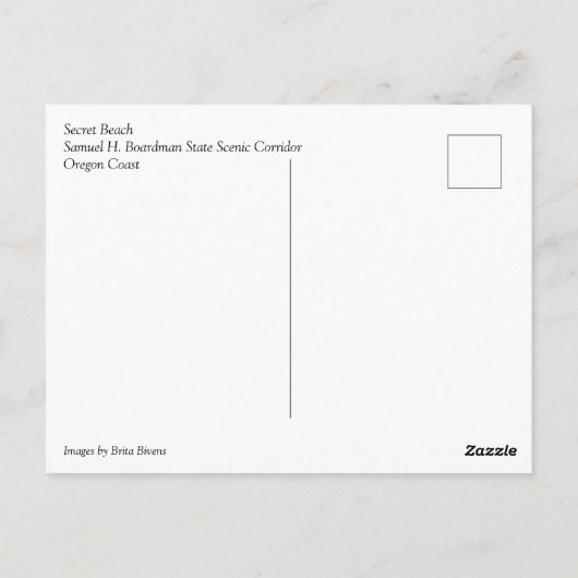 Carte Postale Secret Beach, Samuel H. Boardman, Oregon (Dos)