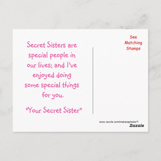 Carte Postale Secret Soeur Apple Blossom - personn (Dos)