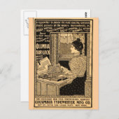 Carte Postale Secrétaire de Typewriter des années 1890 (Devant / Derrière)