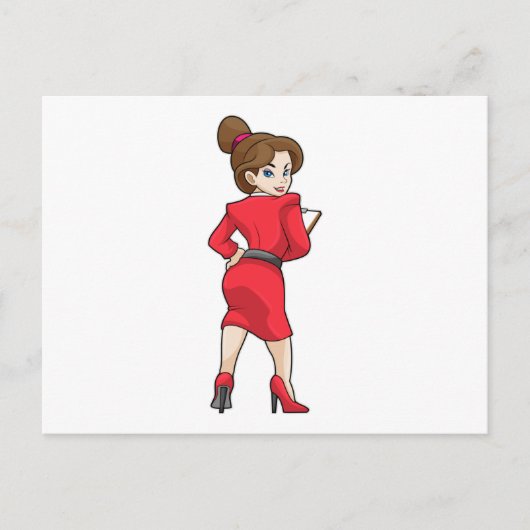 Carte Postale Secrétaire en robe à talons hauts (Devant)