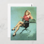 Carte Postale Secrétaire Pin Up (Devant / Derrière)