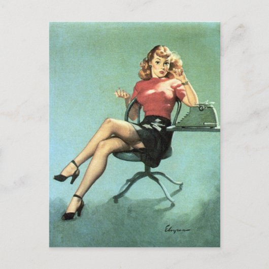 Carte Postale Secrétaire Pin Up (Devant)
