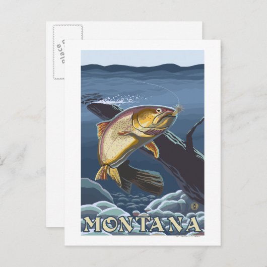 Carte Postale Section de la pêche à la truite - Montana (Devant / Derrière)