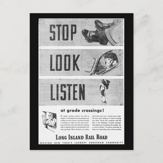 Carte Postale Sécurité du Long Island Railroad (Devant)
