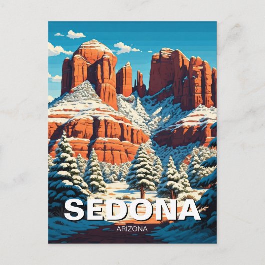 Carte Postale Sedona Arizona Travel Red Rocks Neige (Devant)