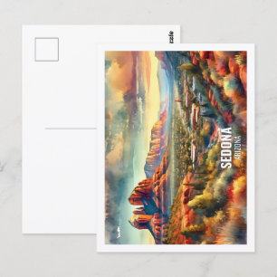 Carte Postale Sedona Arizona USA Famous Place aquarelle